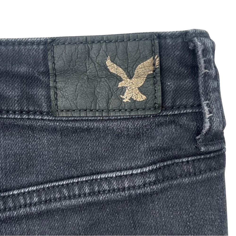 AEO Jean Shorts Distressed Vintage Hi Rise Festival Cut Off Black Denim 6 - Picture 7 of 12